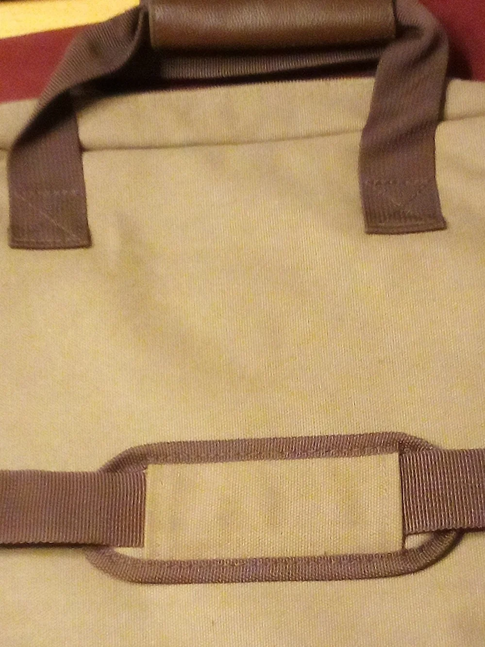 Men's Laptop Bag in Khaki with Brown Straps